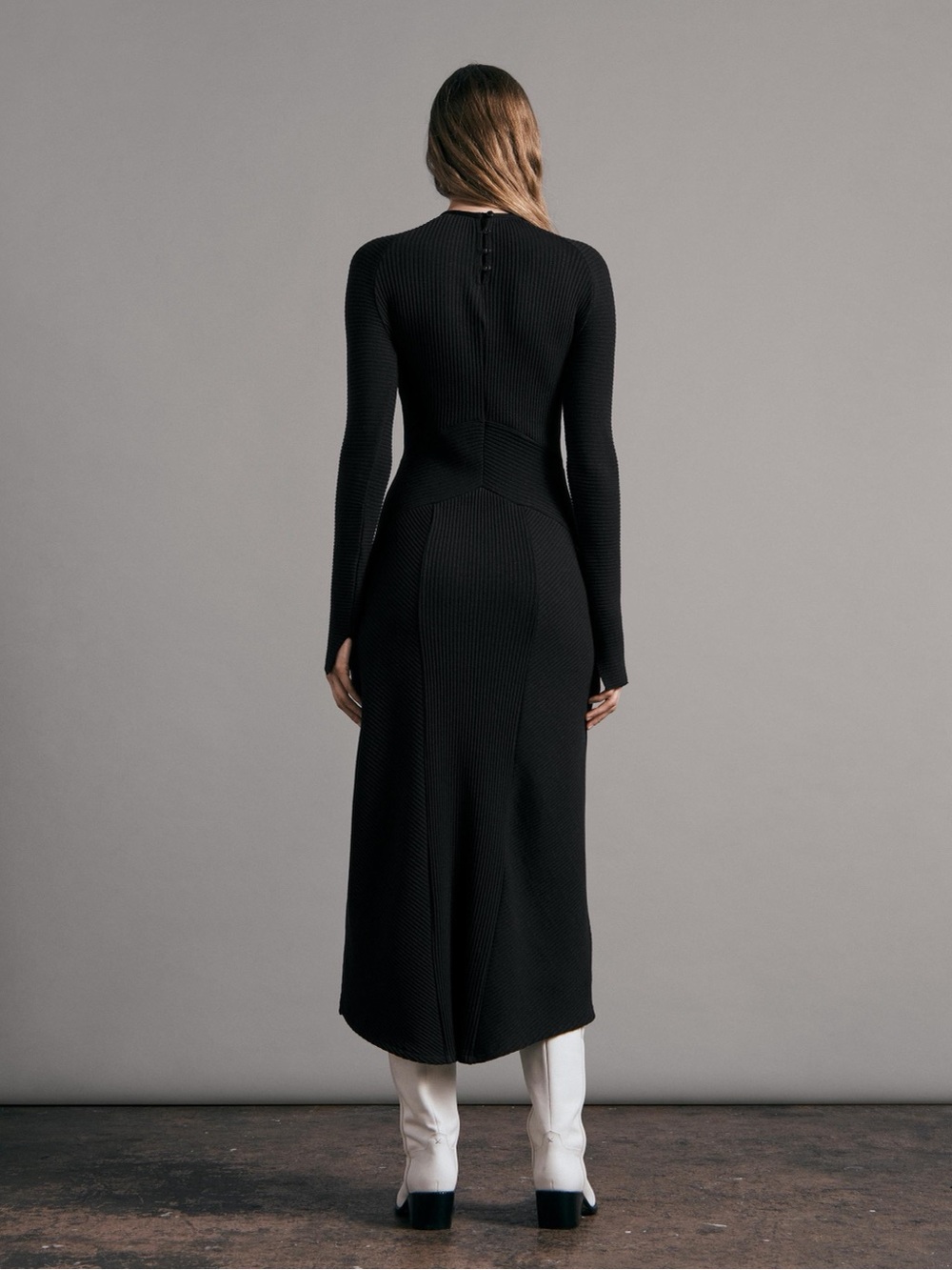 Rag & Bone Long-Sleeve Echo Ribbed Wool Midi Dress New Quiet Luxury Timeless - Picture 10 of 13